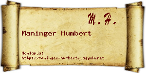 Maninger Humbert névjegykártya